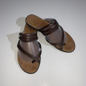 B.o.c Sandals Womens Size 9 Brown Leather Strappy Slip On Comfort Shoes